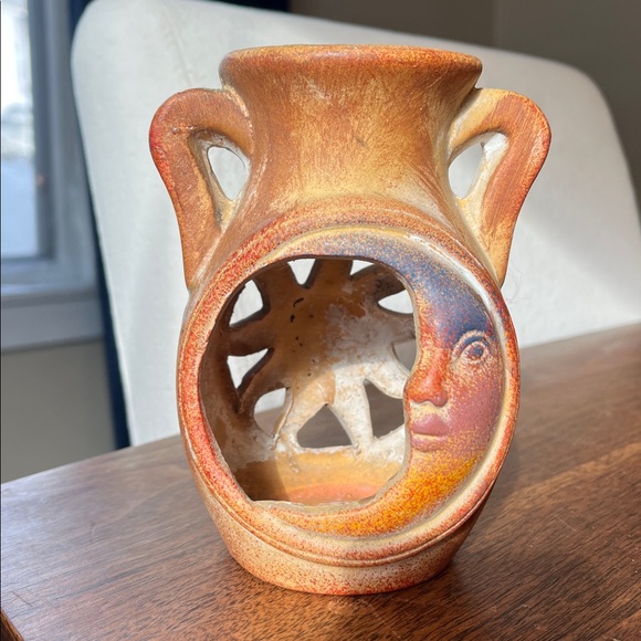 Moon and Sun Terra Cotta Votive Holder Candle Celestial - Picture 2 of 9